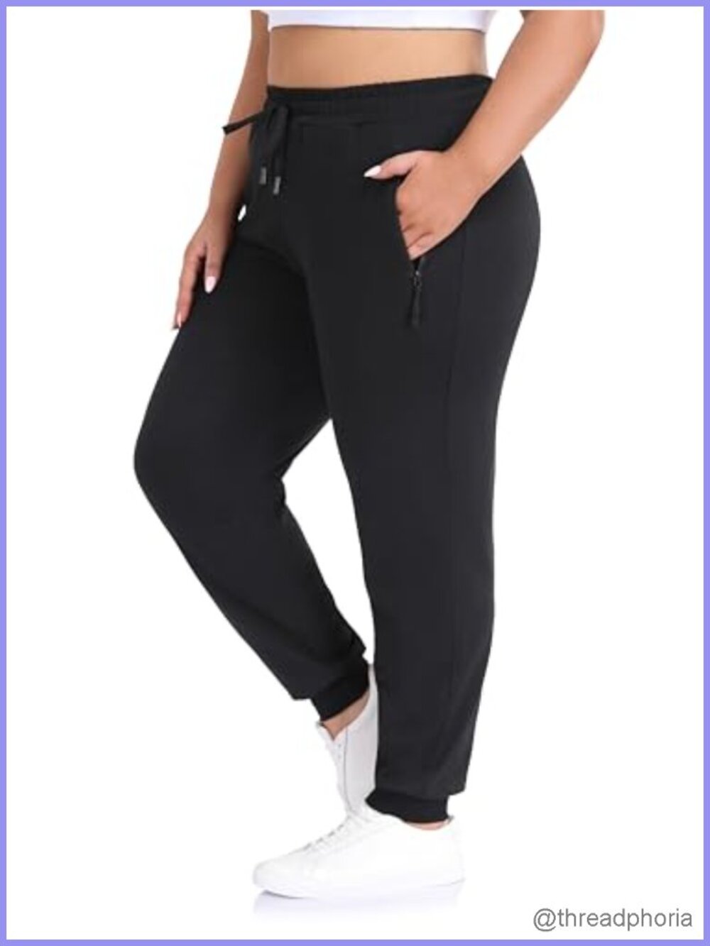 Plus Size Tapered Sweatpants Joggers with Zippered Pockets